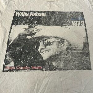 Jim Marshall Willie Nelson Shirt Large White Cotton Outlaw Country Rock Legend